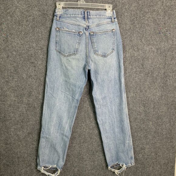 Abercrombie & Fitch High Rise Vintage Straight Jeans Sz 25 Button Fly Destroyed - Picture 9 of 16